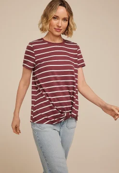 Maurices Tees-24/7 Austin Striped Knot Hem Tee