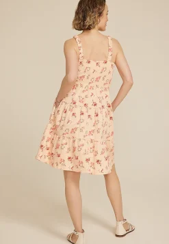 Maurices Wedding Guest & Cocktail Dresses-24/7 Bare Floral Smocked Bodice Tiered Mini Dress