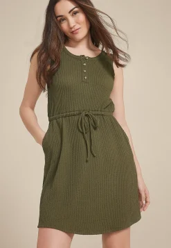 Maurices Casual Dresses|Work Dresses-24/7 Bare Henley Wavy Rib Dress