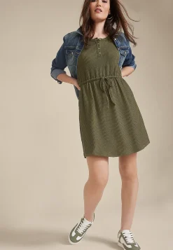 Maurices Casual Dresses|Work Dresses-24/7 Bare Henley Wavy Rib Dress