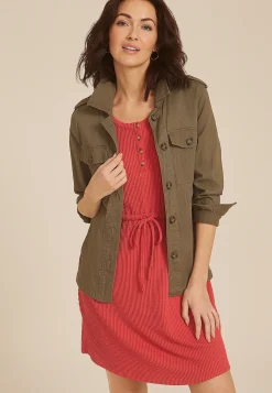 Maurices Casual Dresses|Work Dresses-24/7 Bare Henley Wavy Rib Dress