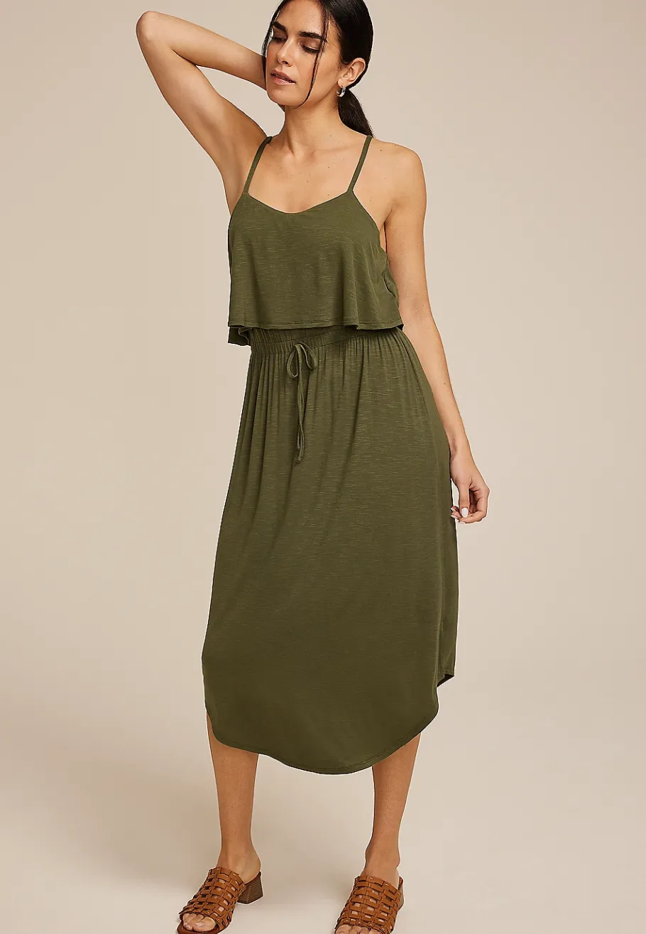 Maurices Casual Dresses-24/7 Bare Overlay Midi Dress