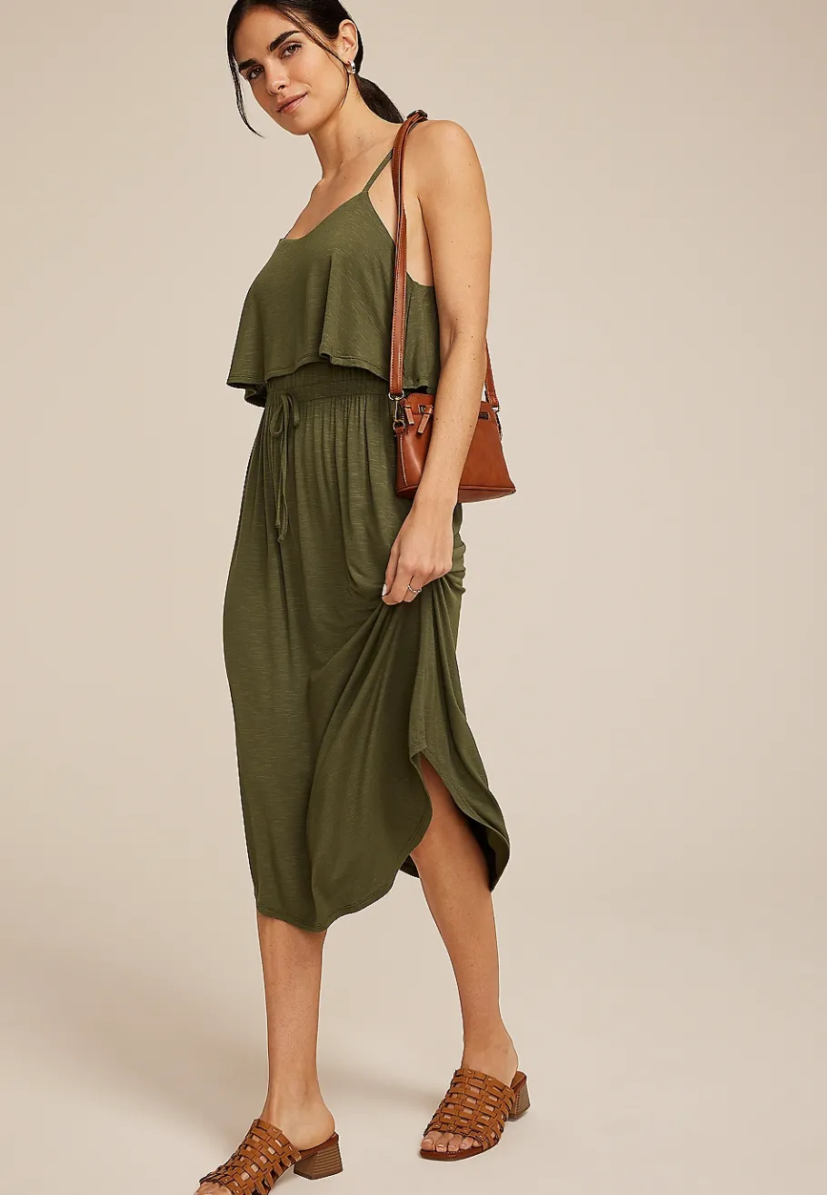 Maurices Casual Dresses-24/7 Bare Overlay Midi Dress