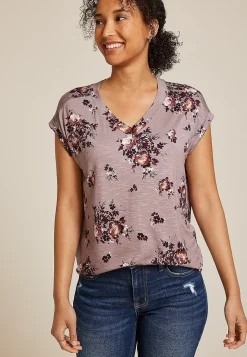 Maurices Tees-24/7 Berkley Floral V Neck Tee