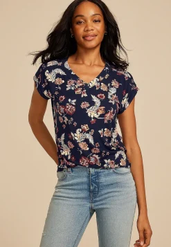 Maurices Tees-24/7 Berkley Floral V Neck Tee