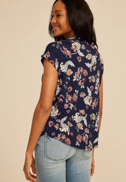 Maurices Tees-24/7 Berkley Floral V Neck Tee