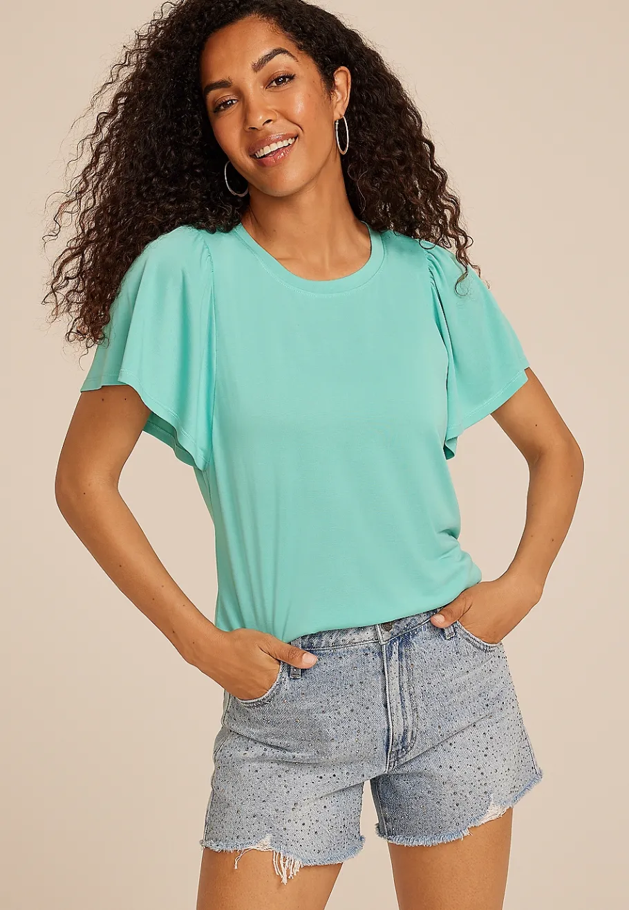 Maurices Tees-24/7 Charlotte Flutter Sleeve Tee