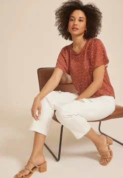 Maurices Tees-24/7 Charlotte Polka Dot Flutter Sleeve Tee