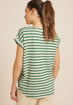 Maurices Tees-24/7 Clara Jacquard Striped Short Sleeve Tee