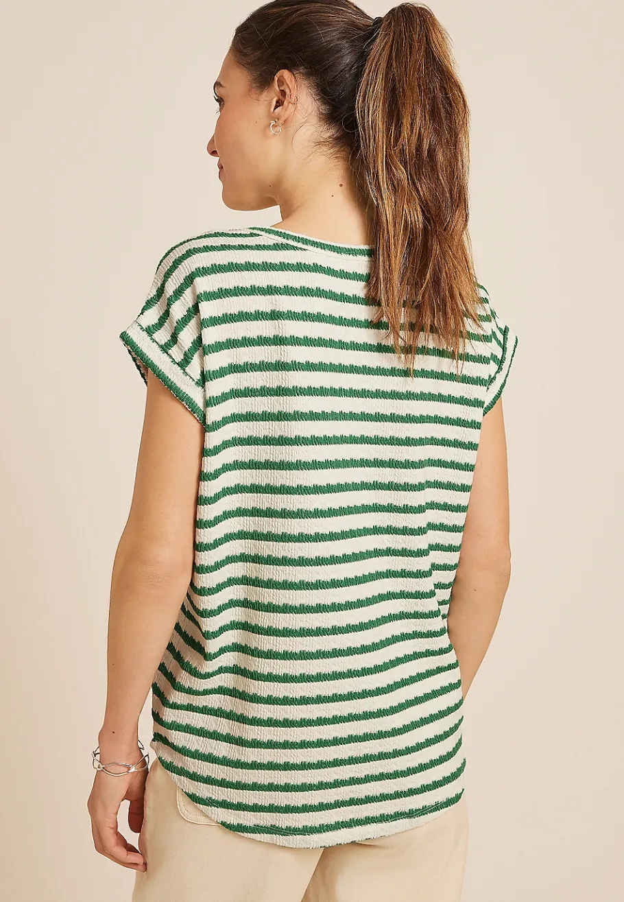 Maurices Tees-24/7 Clara Jacquard Striped Short Sleeve Tee