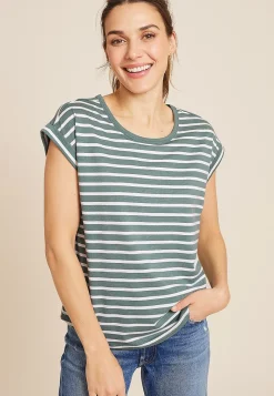 Maurices Tees-24/7 Clara Striped Short Sleeve Tee