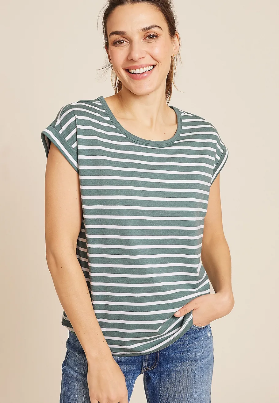 Maurices Tees-24/7 Clara Striped Short Sleeve Tee