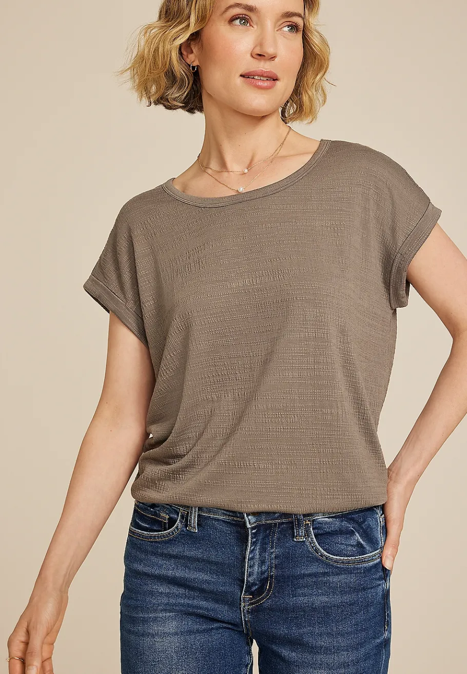 Maurices Tees-24/7 Clara Textured Short Sleeve Tee
