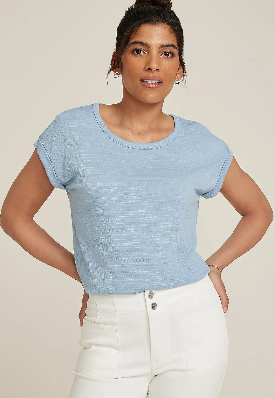 Maurices Tees-24/7 Clara Textured Short Sleeve Tee