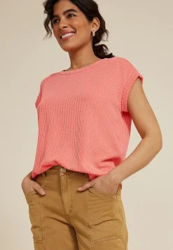 Maurices Tees-24/7 Clara Wavy Ribbed Short Sleeve Tee