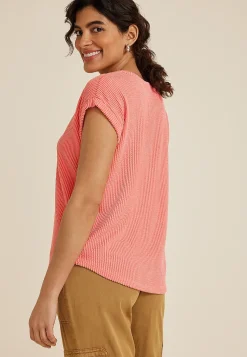 Maurices Tees-24/7 Clara Wavy Ribbed Short Sleeve Tee