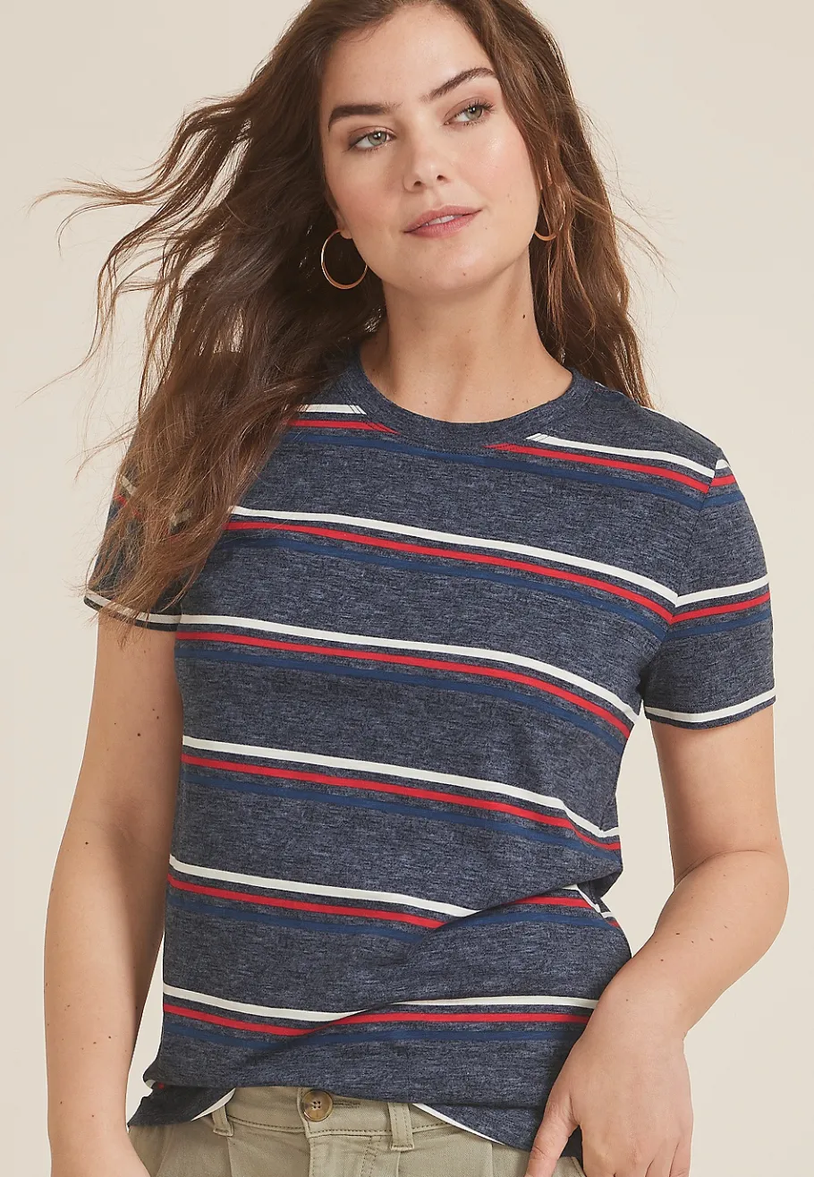 Maurices Tees-24/7 Dawson Americana Striped Crew Neck Tee