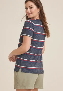Maurices Tees-24/7 Dawson Americana Striped Crew Neck Tee