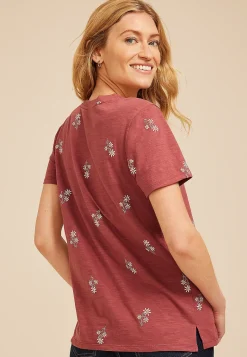 Maurices Tees-24/7 Dawson Embroidered Floral Crew Neck Tee