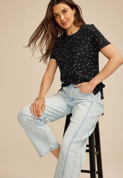 Maurices Tees-24/7 Dawson Polka Dot Crew Neck Tee