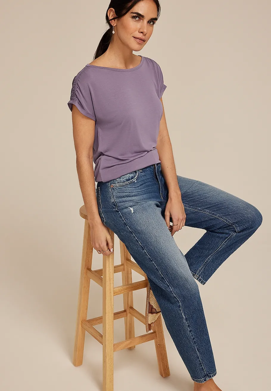 Maurices Tees-24/7 Fairhaven Ruched Shoulder Tee