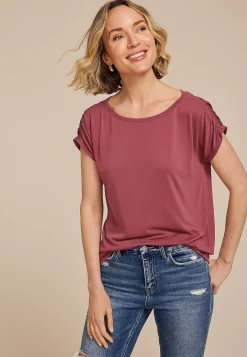 Maurices Tees-24/7 Fairhaven Ruched Shoulder Tee