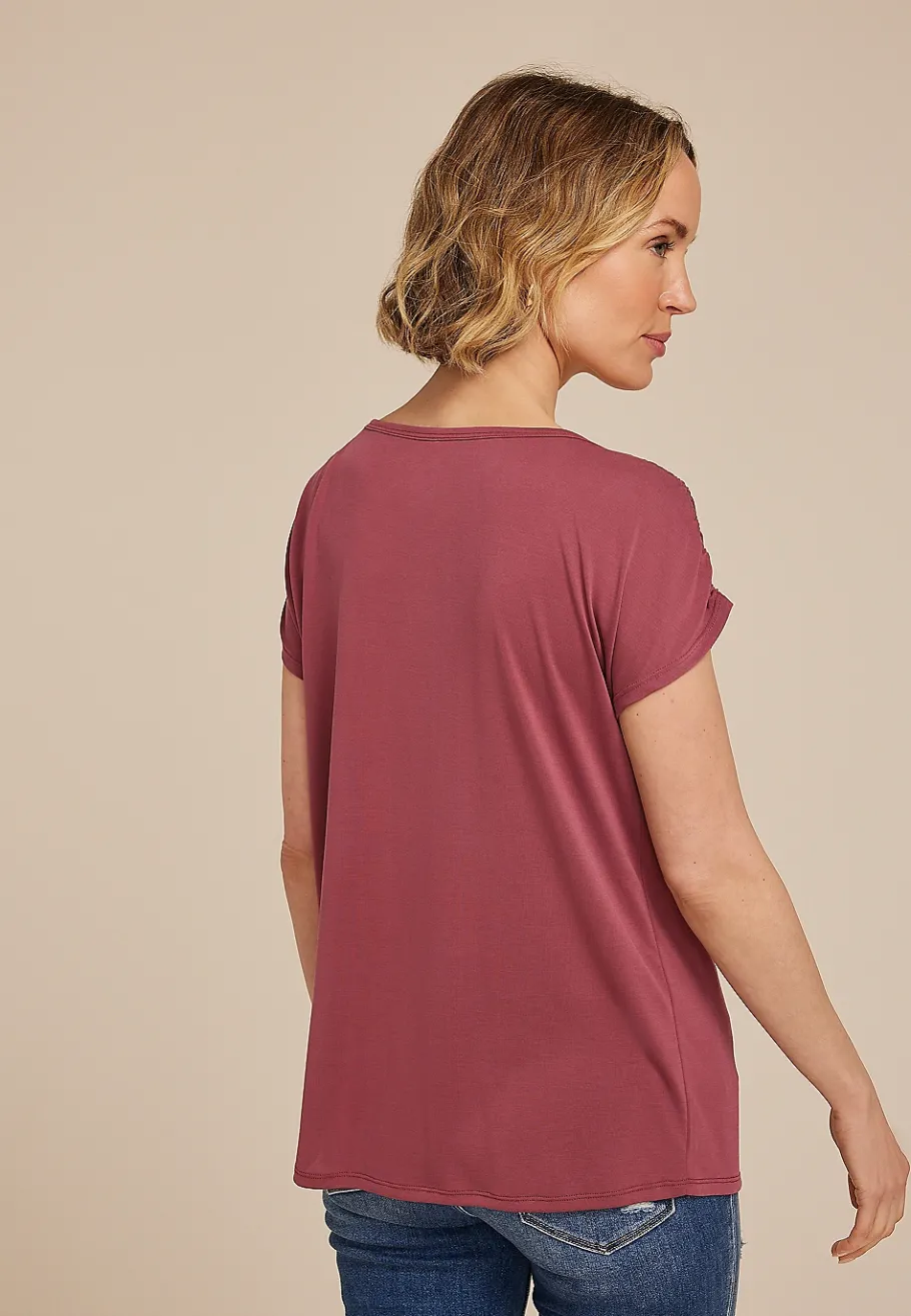 Maurices Tees-24/7 Fairhaven Ruched Shoulder Tee
