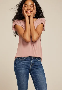 Maurices Tees-24/7 Fairhaven Ruched Shoulder Tee