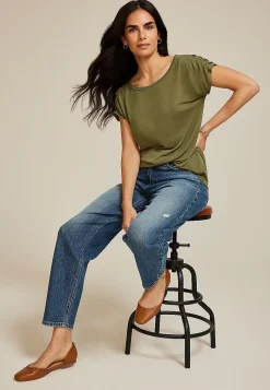 Maurices Tees-24/7 Fairhaven Ruched Shoulder Tee