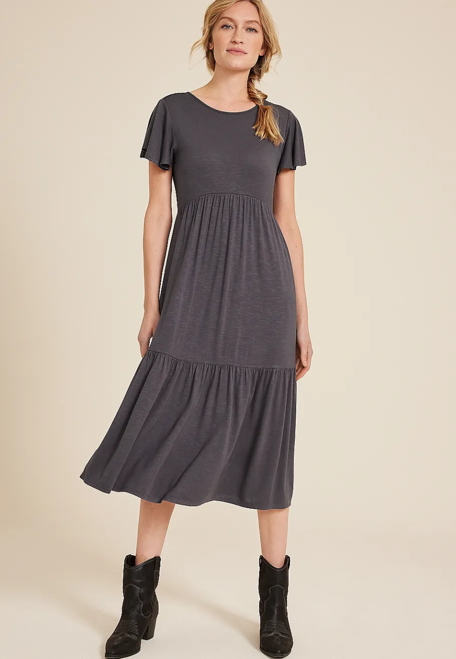 Maurices Work Dresses-24/7 Flutter Sleeve Midi Dress