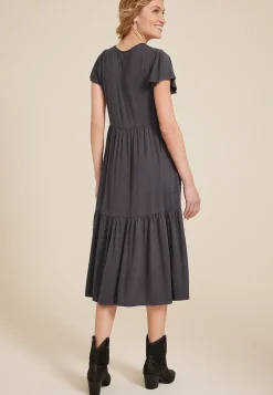 Maurices Work Dresses-24/7 Flutter Sleeve Midi Dress