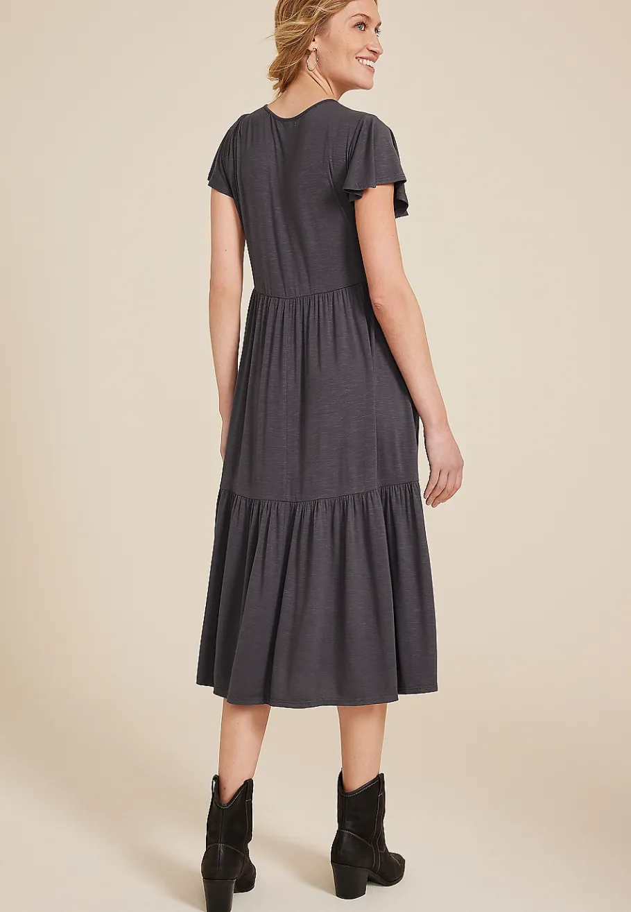 Maurices Work Dresses-24/7 Flutter Sleeve Midi Dress