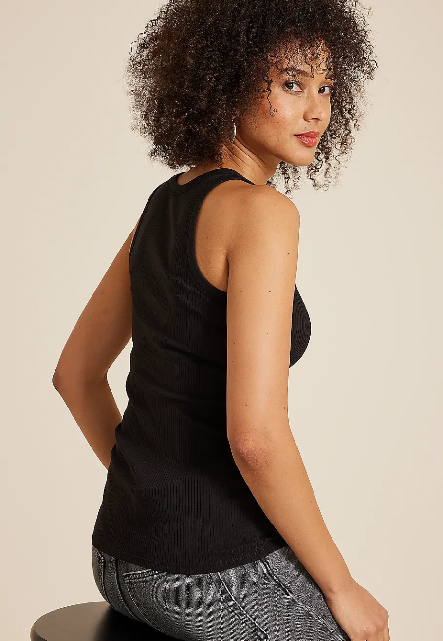 Maurices Tanks & Camis-24/7 Highline Solid Fitted Ribbed Tank Top