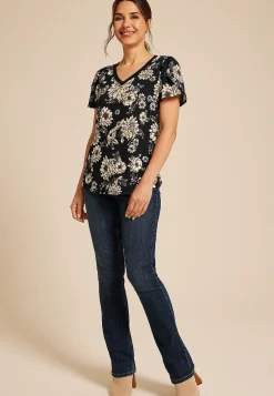 Maurices Tees-24/7 Holland Floral Tulip Sleeve Tee