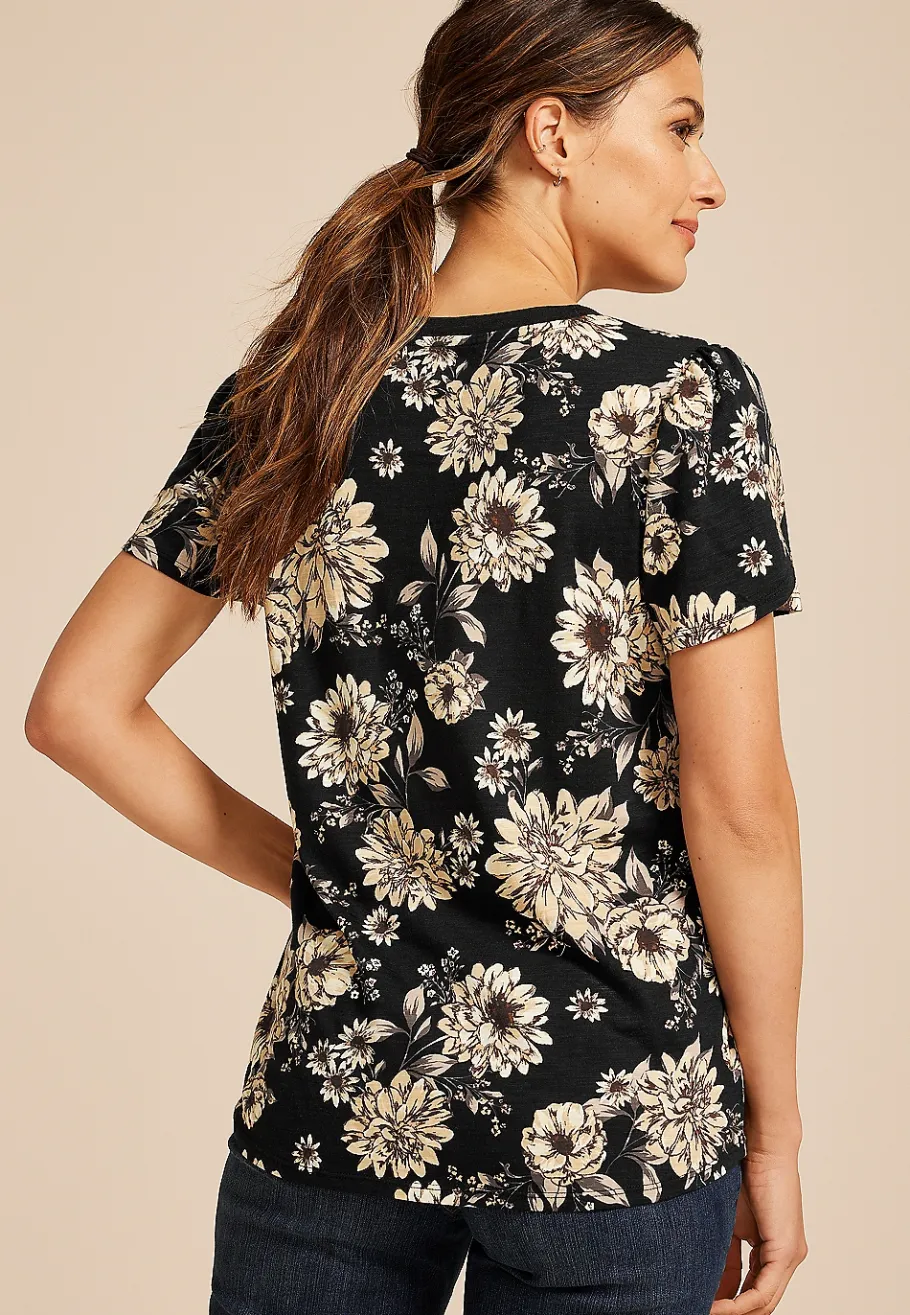 Maurices Tees-24/7 Holland Floral Tulip Sleeve Tee