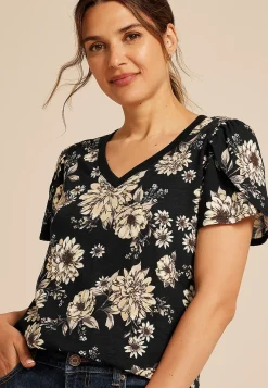 Maurices Tees-24/7 Holland Floral Tulip Sleeve Tee