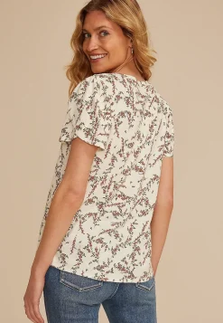 Maurices Tees-24/7 Holland Floral Tulip Sleeve Tee