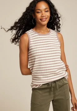 Maurices Tanks & Camis-24/7 Jacquard Striped Tank Top