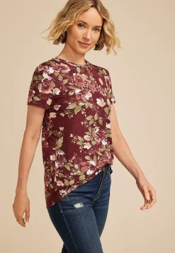 Maurices Tees-24/7 Kennedy Floral Crew Neck Tee