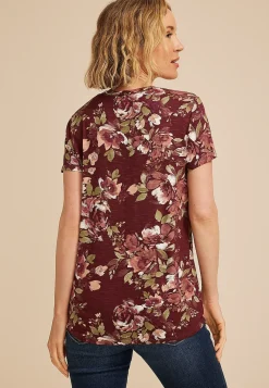 Maurices Tees-24/7 Kennedy Floral Crew Neck Tee