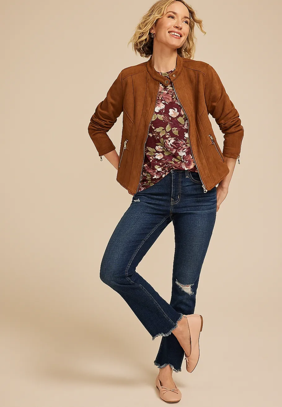 Maurices Tees-24/7 Kennedy Floral Crew Neck Tee