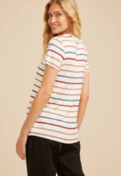 Maurices Tees-24/7 Kennedy Striped Crew Neck Tee