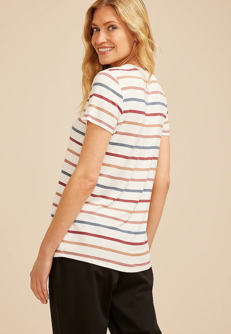 Maurices Tees-24/7 Kennedy Striped Crew Neck Tee