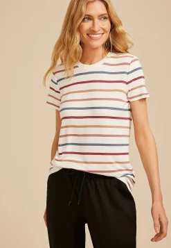 Maurices Tees-24/7 Kennedy Striped Crew Neck Tee