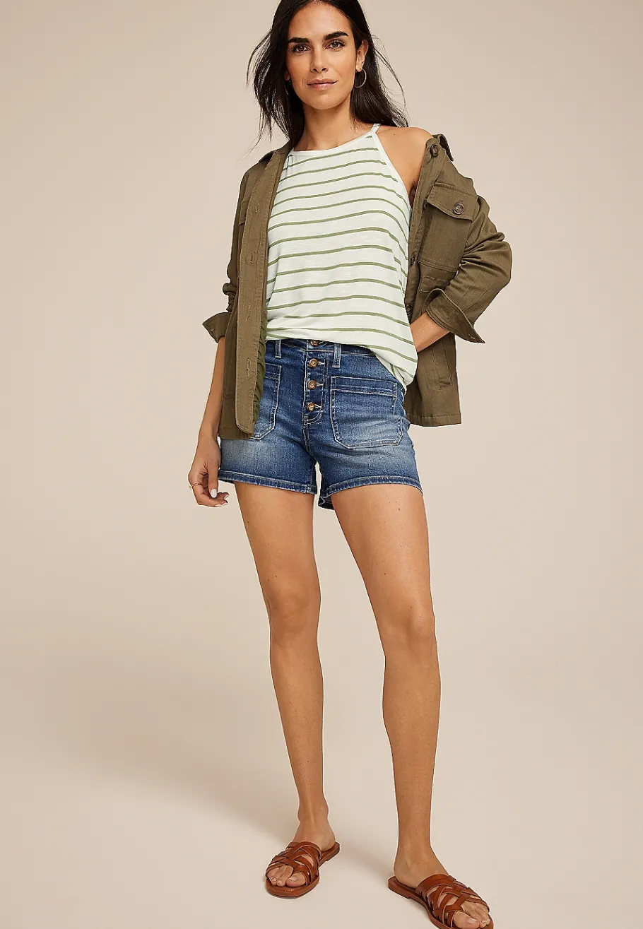 Maurices Tanks & Camis-24/7 Mara Striped Halter Tank Top