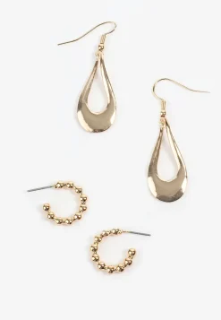 Maurices Earrings-2 Pack Studded Hoop And Teardrop Earring Set