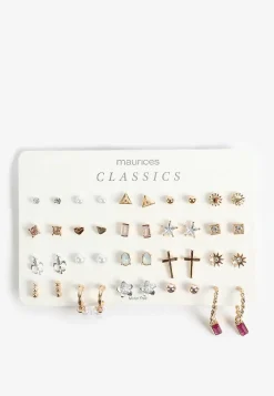 Maurices Earrings-20 Pack Mixed Metals Earring Set