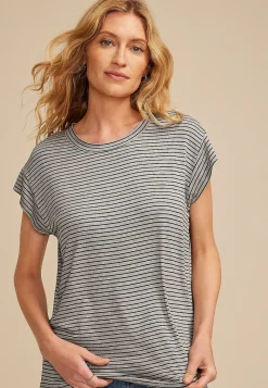 Maurices Tees-24/7 Striped Cap Short Sleeve Tee