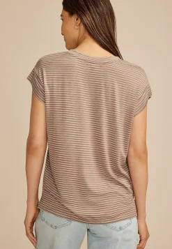 Maurices Tees-24/7 Striped Cap Short Sleeve Tee
