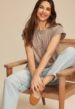 Maurices Tees-24/7 Striped Cap Short Sleeve Tee
